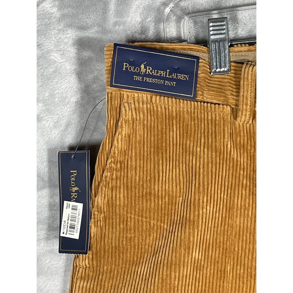 Polo Ralph Lauren Preston Pant Mens 34x32 Tan Corduroy Straight Leg 4840016 NEW